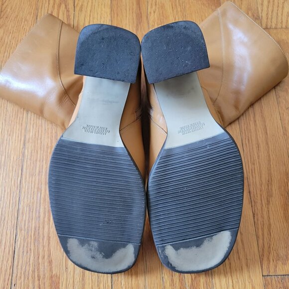 Bruno Valenti DARCY Block Heel Leather Boots 10 Camel Tan Vintage‎ Brazil Chunky - Picture 4 of 12